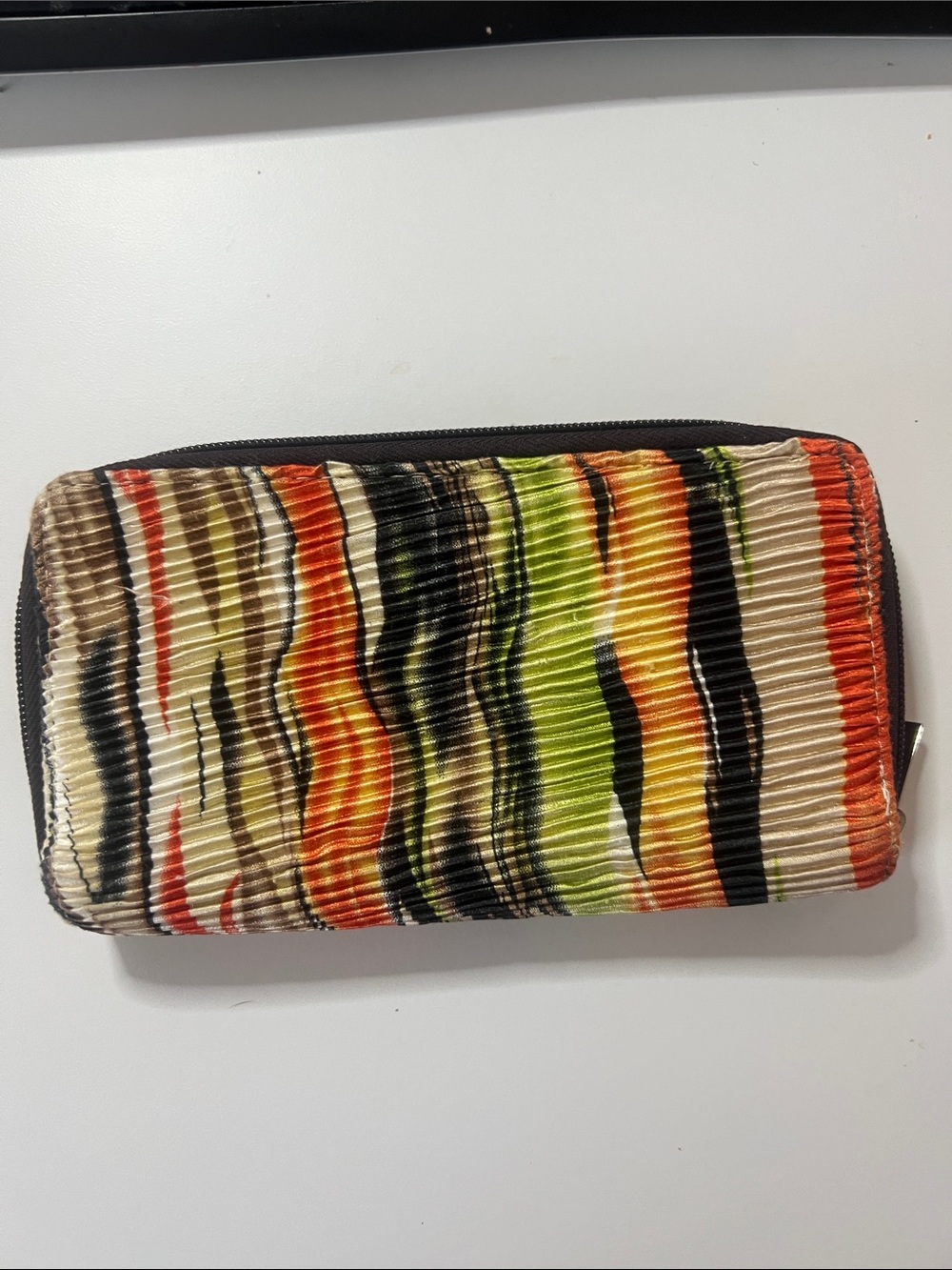 Multicolor Striped Zip-Around Wallet